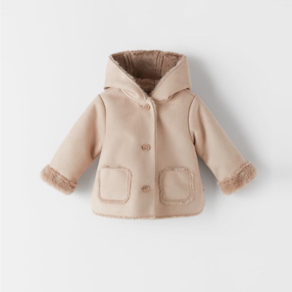 Zara Other - Zara Dusty Pink Plush Coat